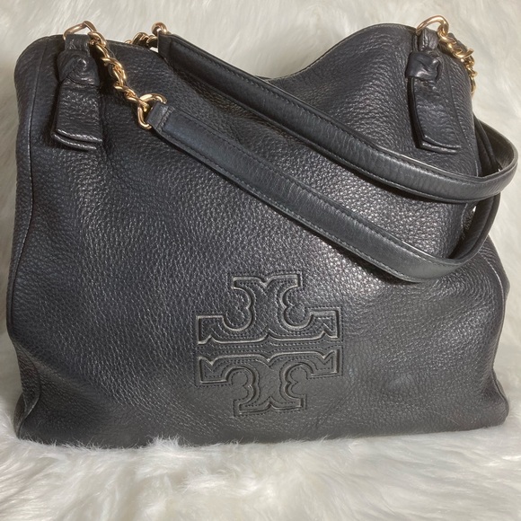 Tory Burch Black Leather Harper Tote Bag - Picture 2 of 11